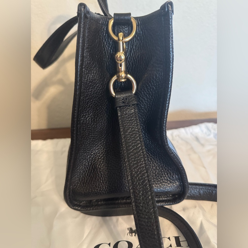 COACH Black Leather Dempsey Tote with Detachable Crossbody Strap - Picture 3 of 9